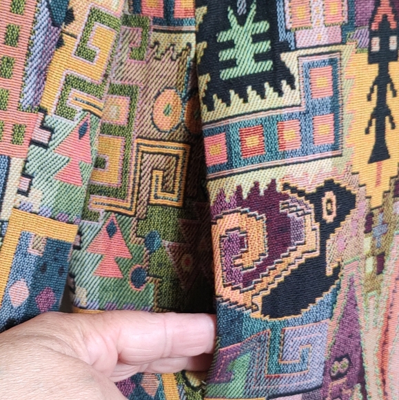 The Icong Vintage Colorful Geometric Tapestry Women's One Button Blazer - Picture 4 of 8